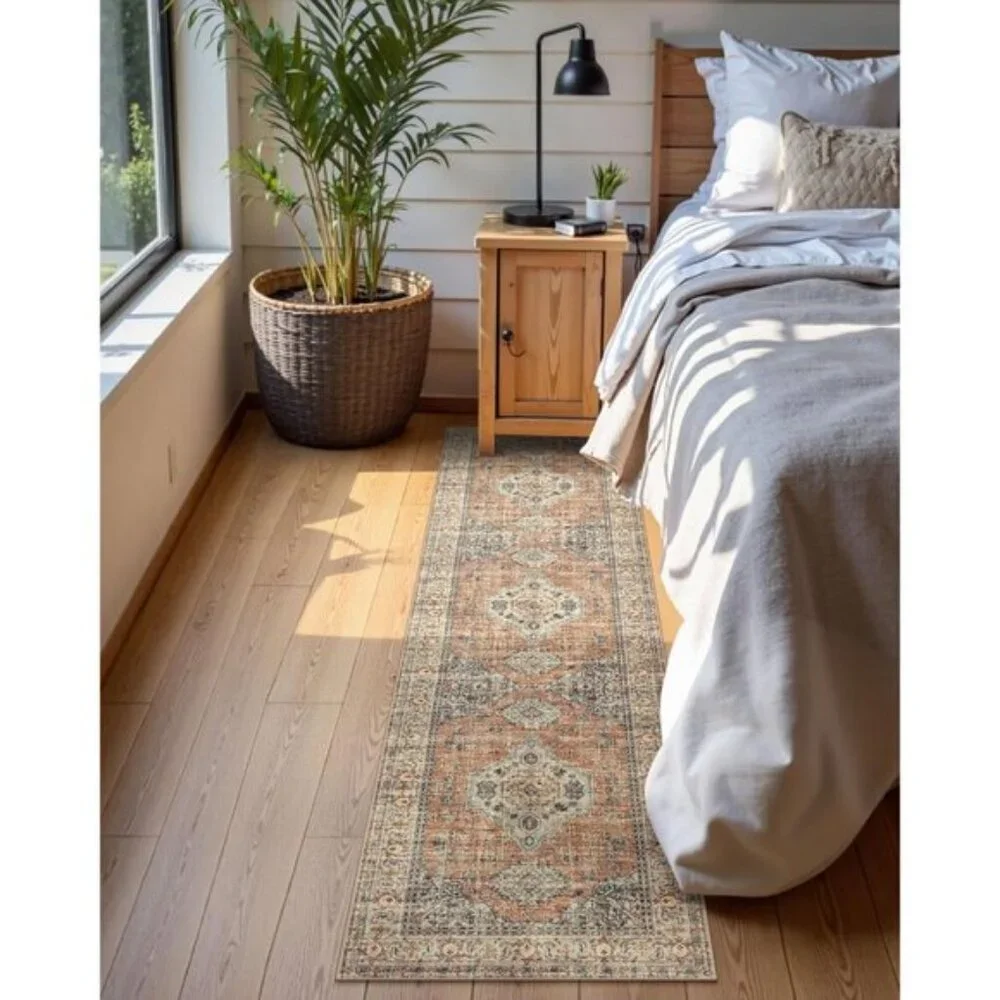 New Oriental Non-Slip Washable 2x8 Runner Rug, Soft Vintage Carpet for Hallway